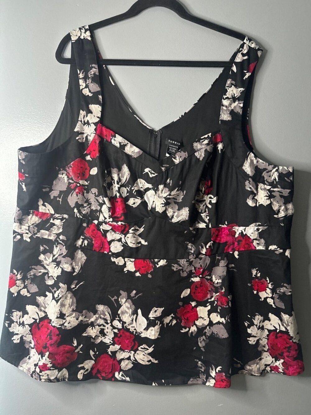 Torrid Size 4 Black Floral Top Dark Romantic Fairycore Boxy Boho Blouse cottage